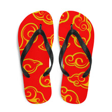Load image into Gallery viewer, Kumo Clouds Gold &amp; Red Unisex Flip-Flops