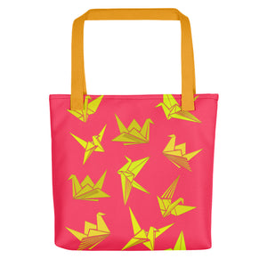 Origami Cranes Pink All-Over Tote Bag
