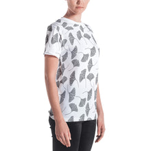 Load image into Gallery viewer, Ginkgo Leaves White and Black All-Over Cut &amp; Sew Women&#39;s T-shirt