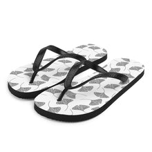 Load image into Gallery viewer, White &amp; Black Ginkgo Leaves Unisex Flip-Flops