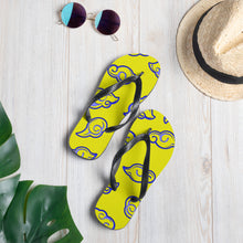 Load image into Gallery viewer, Kumo Clouds Blue &amp; Yellow Unisex Flip-Flops