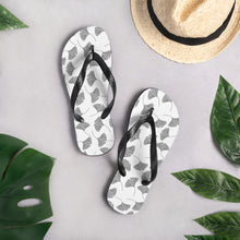 Load image into Gallery viewer, White &amp; Black Ginkgo Leaves Unisex Flip-Flops