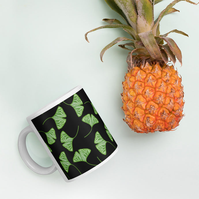 Ginkgo Leaves Black & Green Coffee Mug