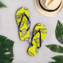 Load image into Gallery viewer, Kumo Clouds Blue &amp; Yellow Unisex Flip-Flops