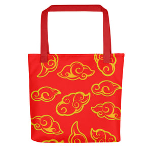 Kumo Clouds Gold & Red All-Over Tote Bag